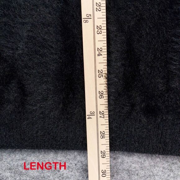 Lulus Sweater Womens Sz L Black Fuzzy Eyelash Asymmetrical Strap Neck Oversized - Picture 7 of 12